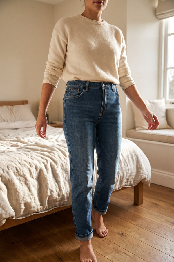 Kathryn Straight Leg High Waist Jeans - Denim