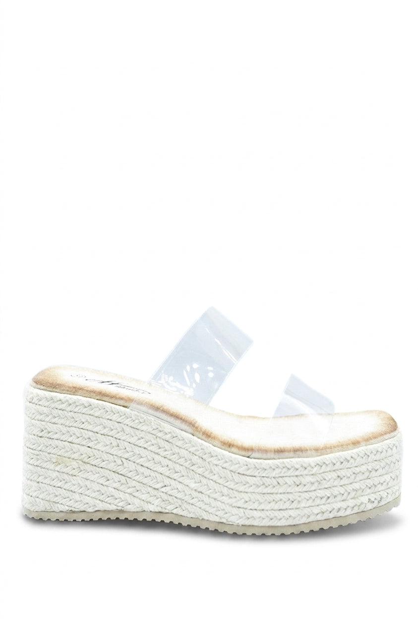 Arissa Transparent Double Strap Platform Wedge Heels - Beige_wb