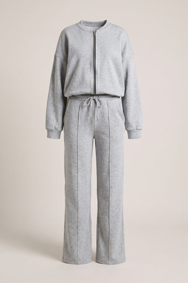 Ashlee Zip Bomber Jacket And Trouser Co-ord Set - Grey