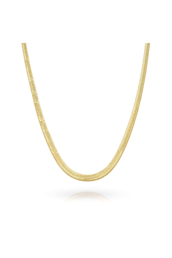 Alina Gold Herringbone Necklace by ARIIRA, crafted in gold-plated stainless steel, featuring a sleek design.