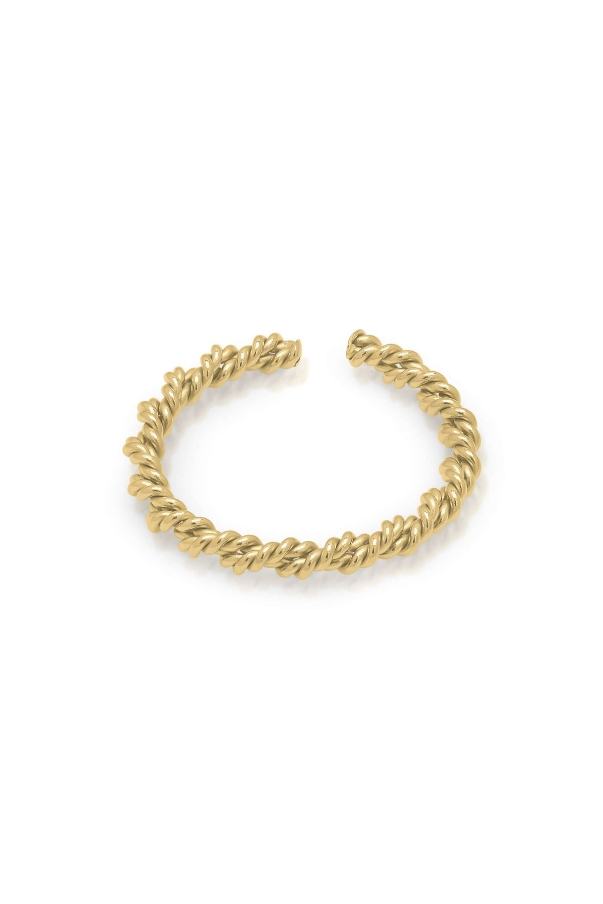 Ayla Twist Band Ring by ARIIRA, featuring a textured twisted rope design in gold, adjustable and perfect for any jewelry stack.