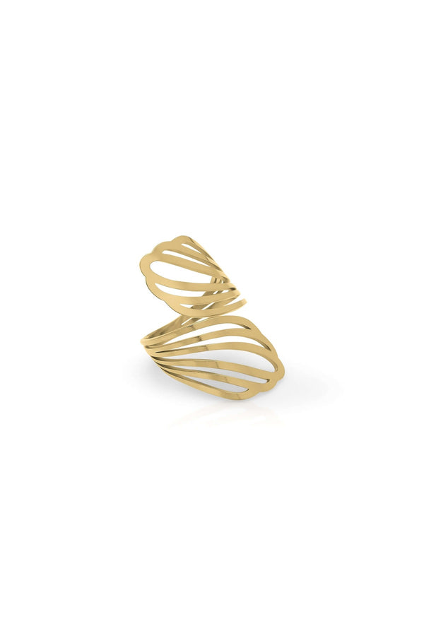 Lina Shell Cut-Out Ring by ARIIRA, featuring a sculptural, airy design that embodies elegance and strength.