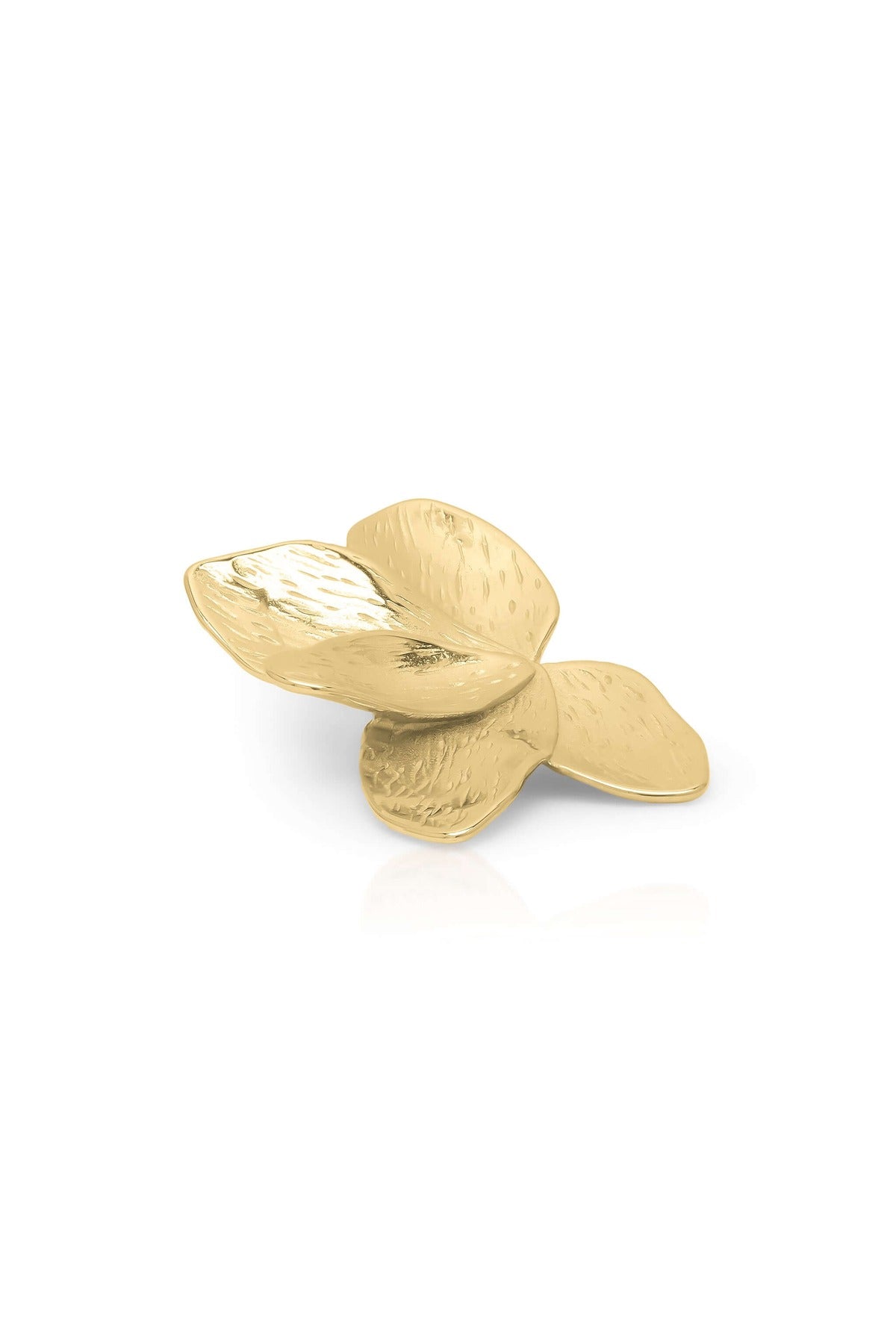 Flora textured gold bloom stud earrings by ARIIRA, shaped like unfolding petals with a luxurious finish.