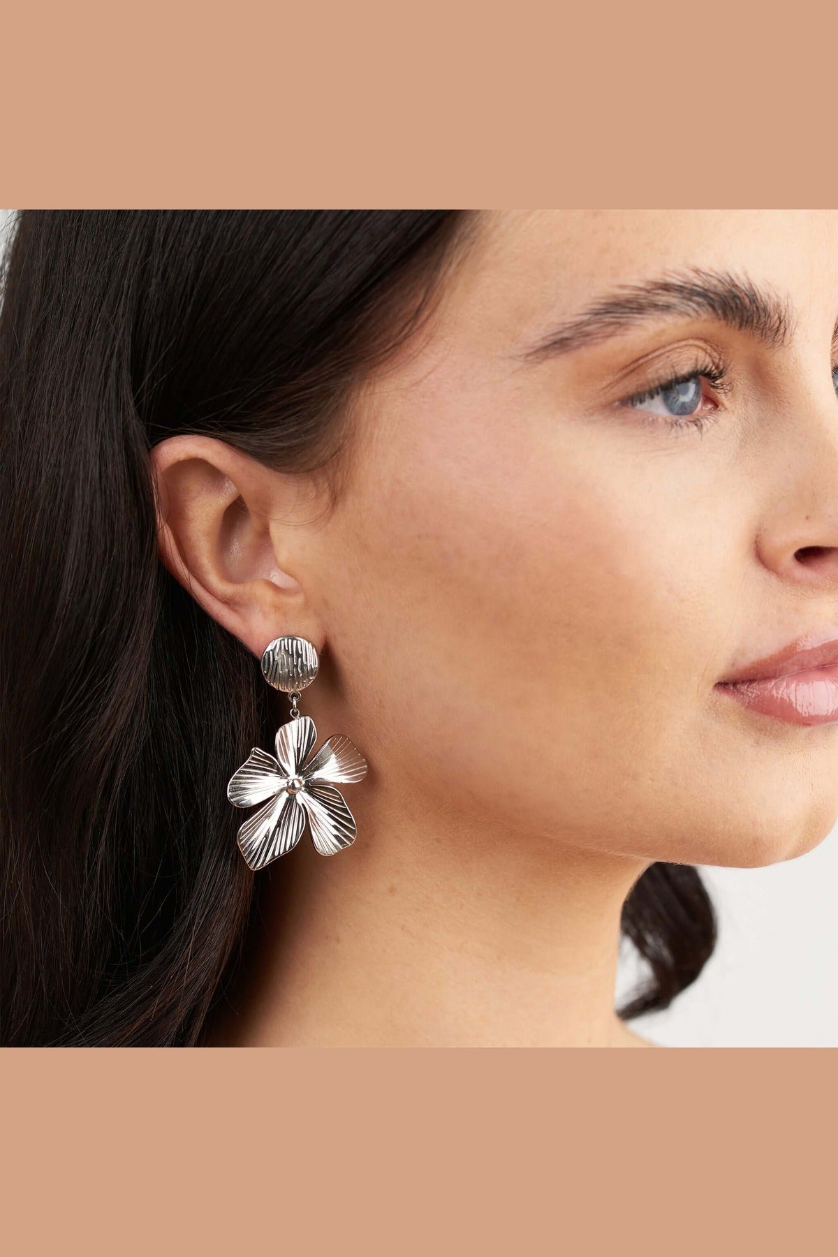 Malia Bloom Statement Earrings - Silver