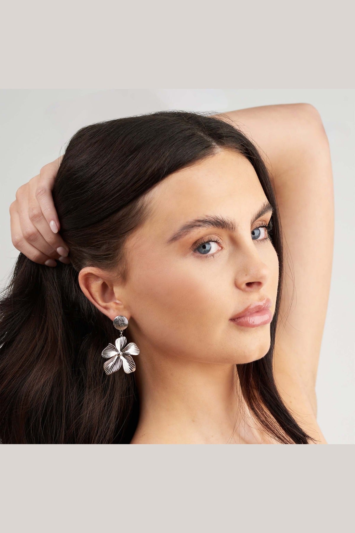 Malia Bloom Statement Earrings - Silver