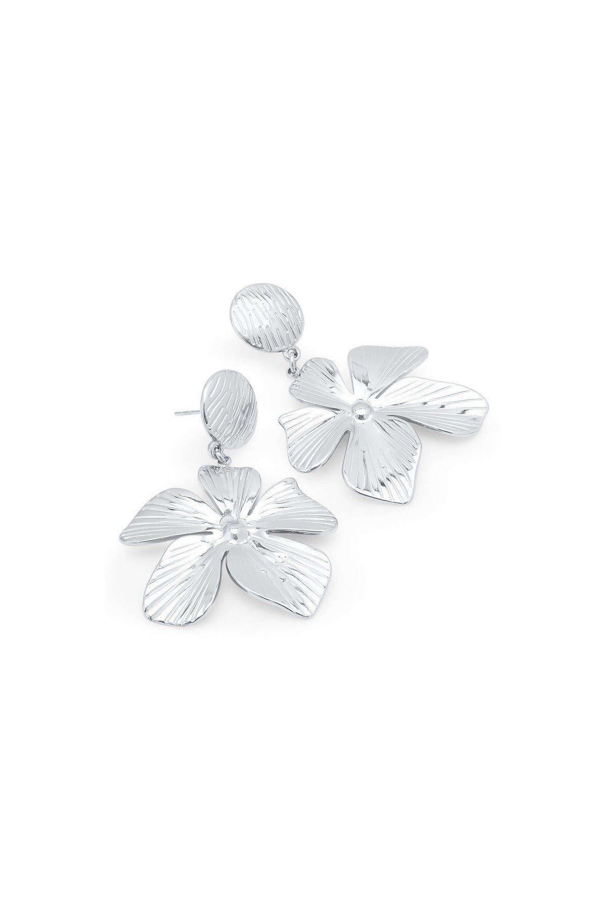 Malia Bloom Statement Earrings - Silver
