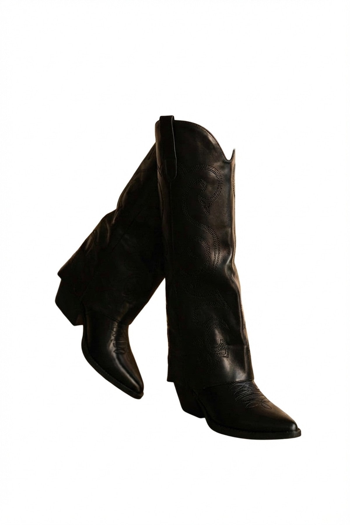 Ivy Womens Embroidered Western Cowboy Boots - Black