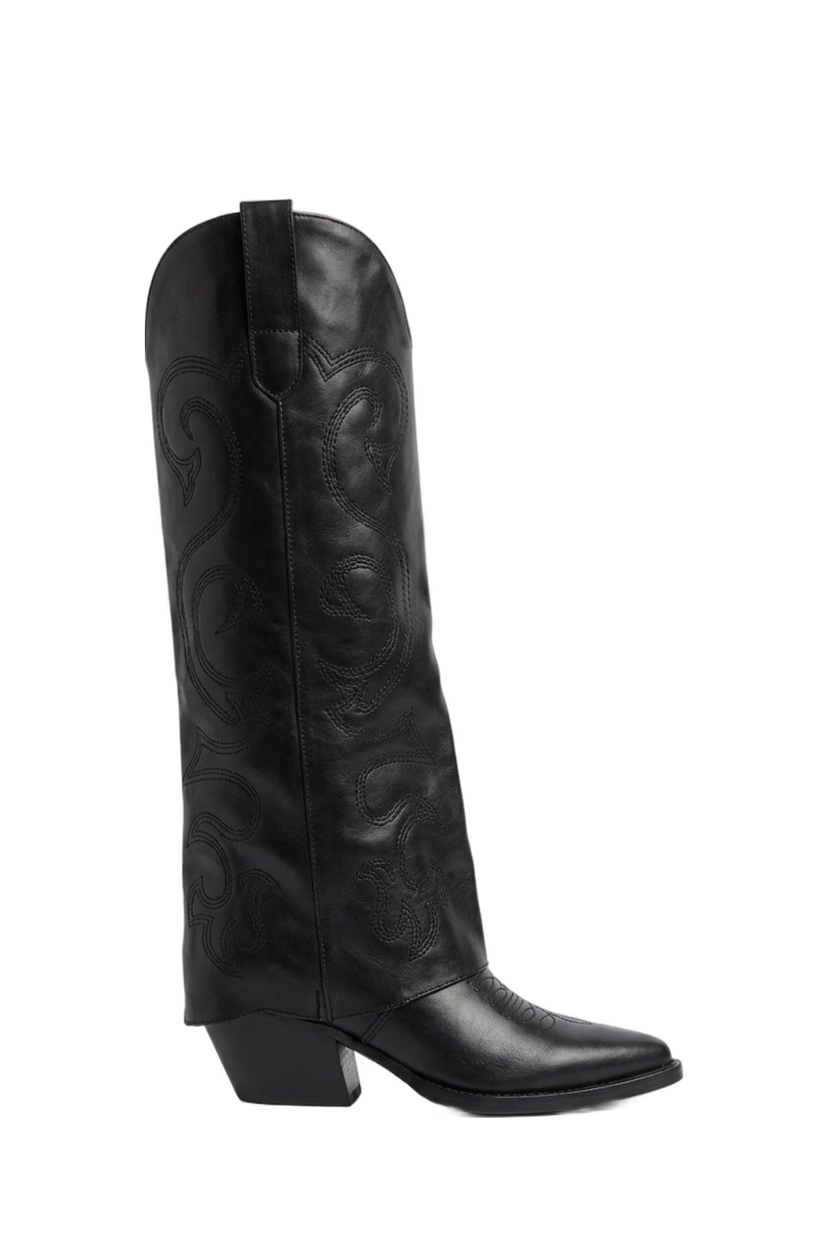 Ivy Womens Embroidered Western Cowboy Boots - Black_wb