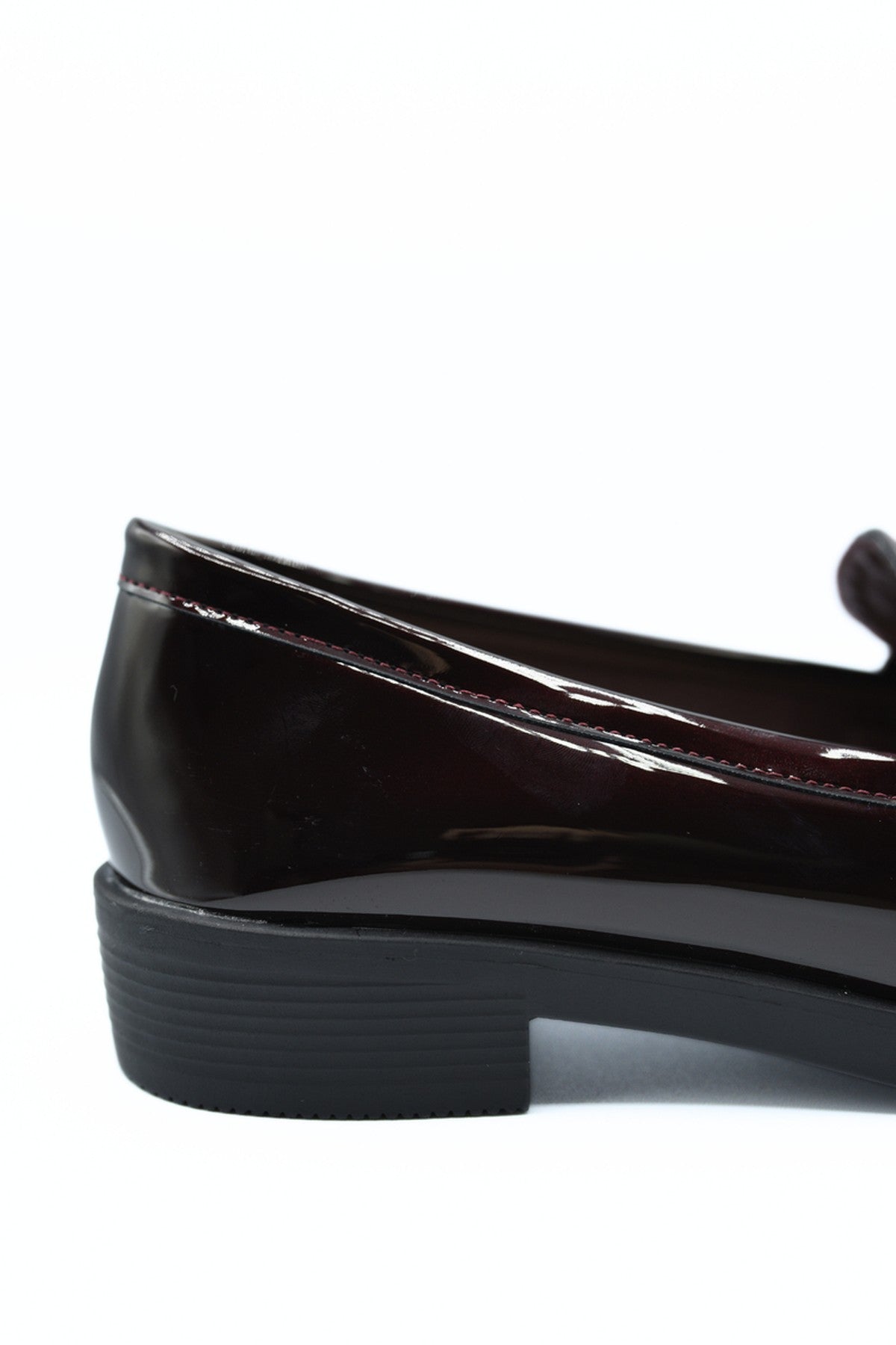 Janelle Bow Detail Flatform Slip On Loafer Shoes - Wine