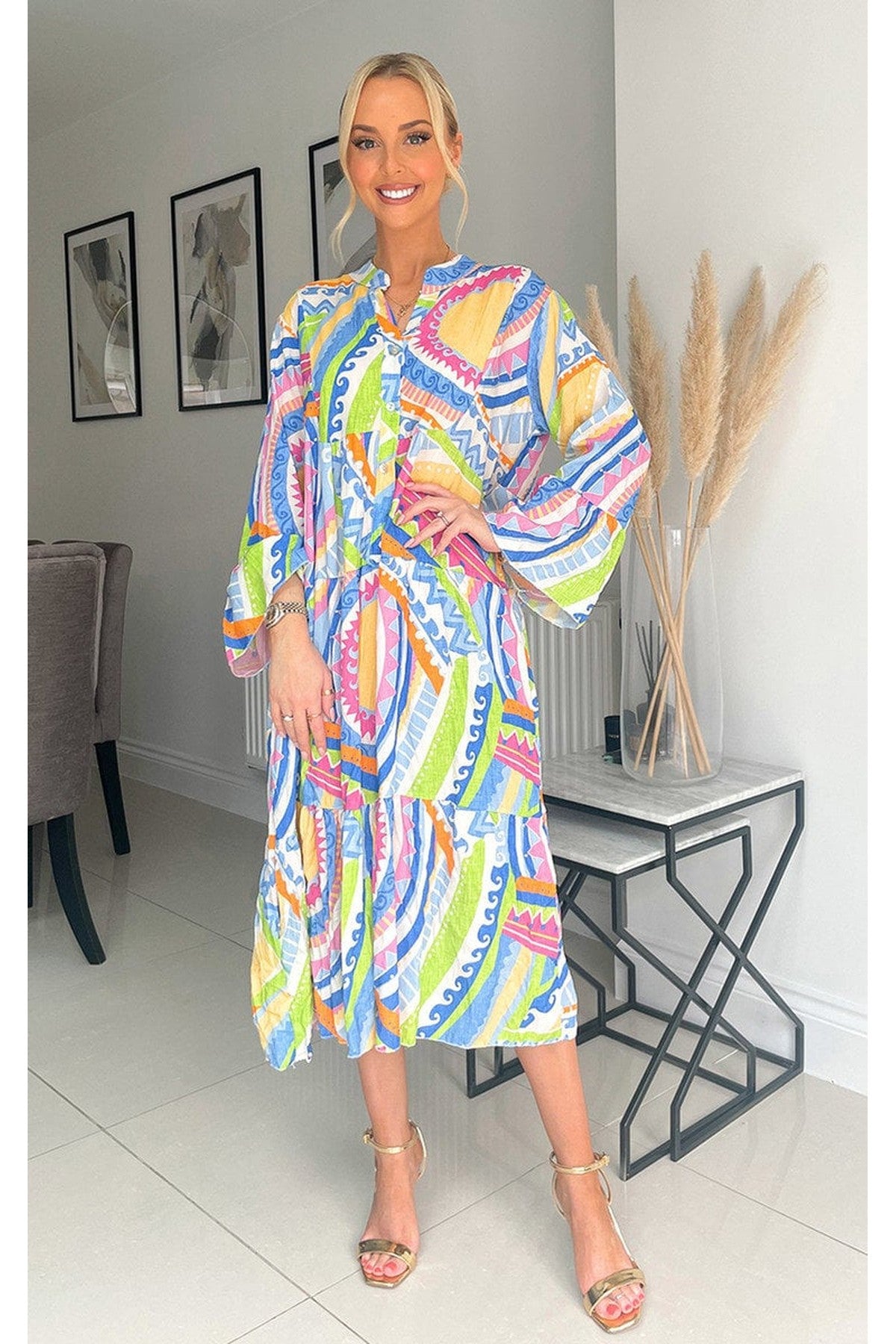Janiyah Printed Midi Dress - Green