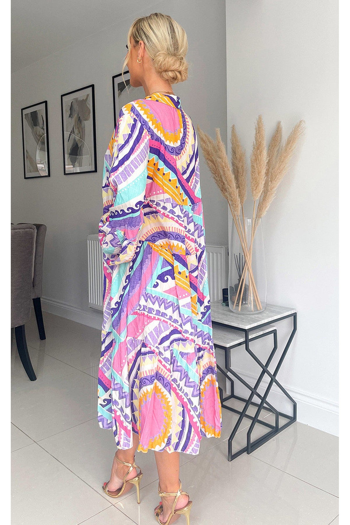 Janiyah Printed Midi Dress - Purple
