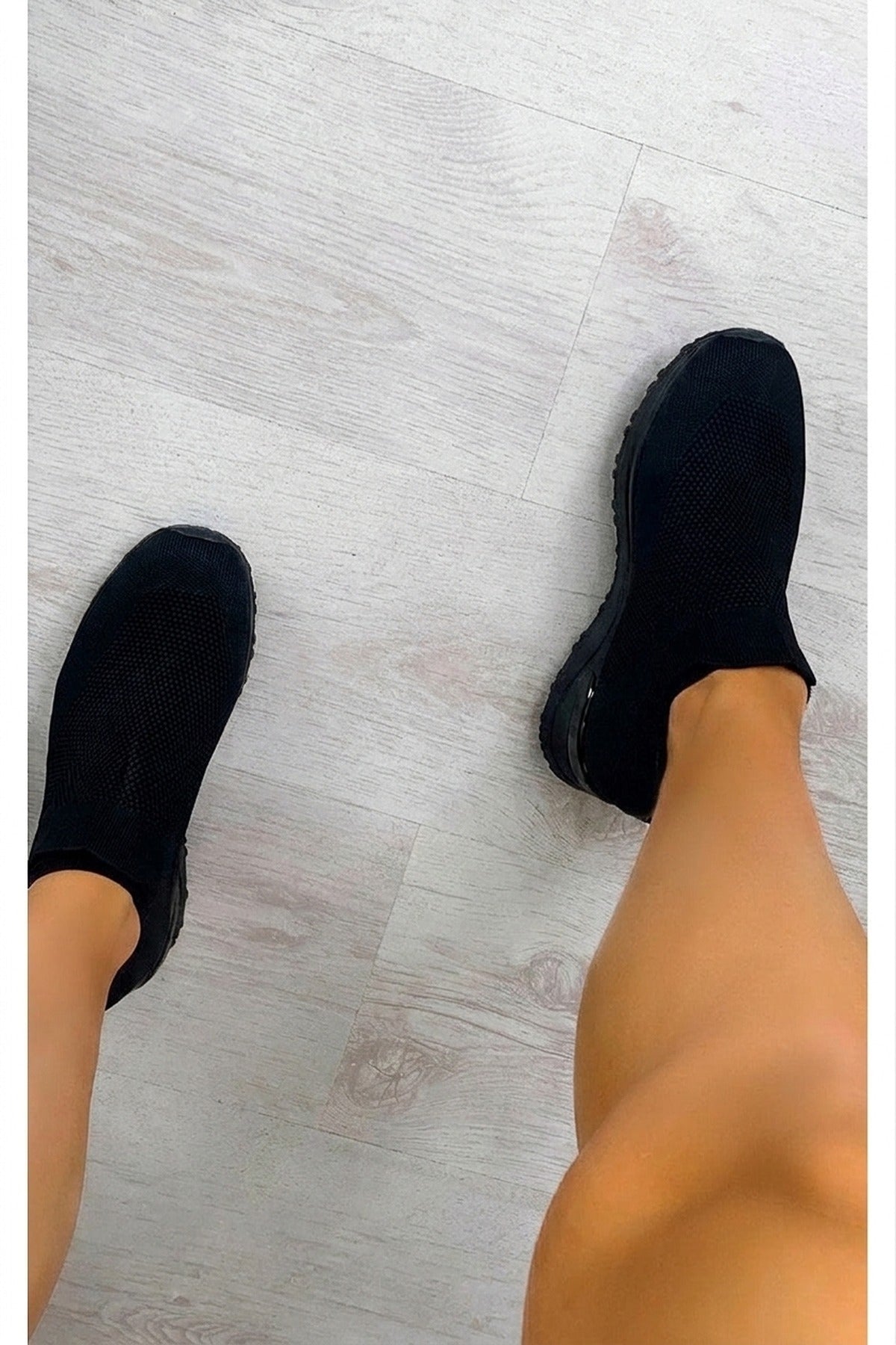 Jessi Slip On Sock Wedge Trainers - Black