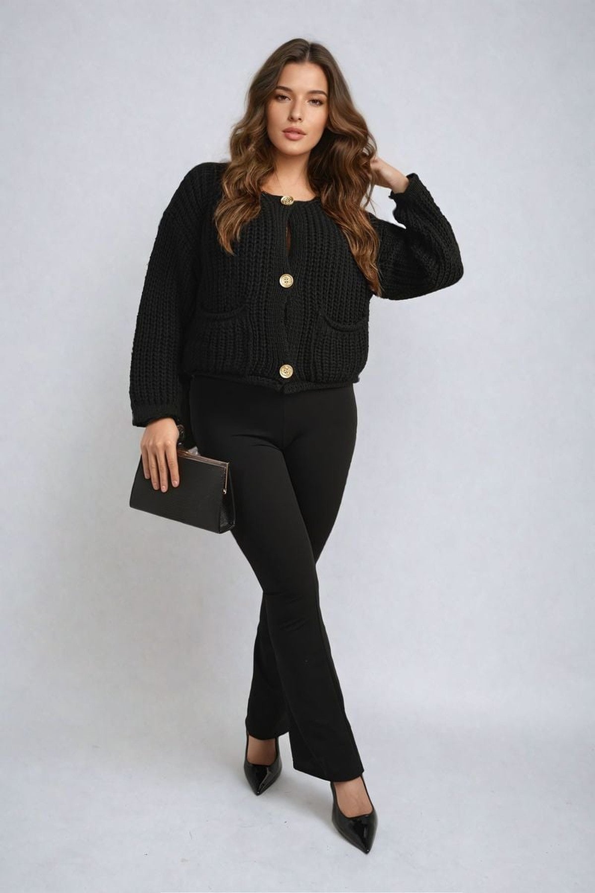 Jessica High Waisted Flare Leg Trouser - Black