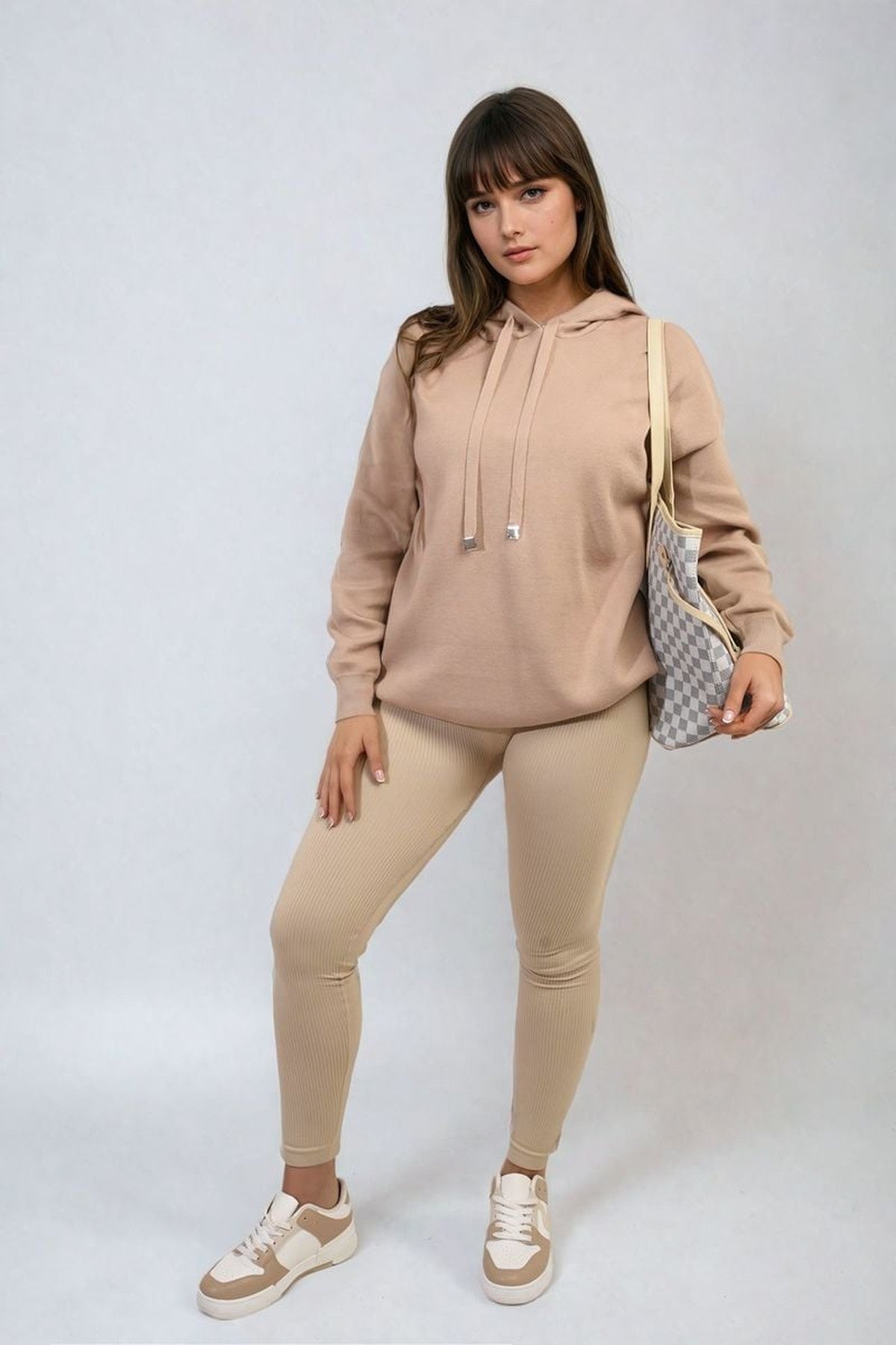 Karen New York City Print Knitted Hoodie - Camel