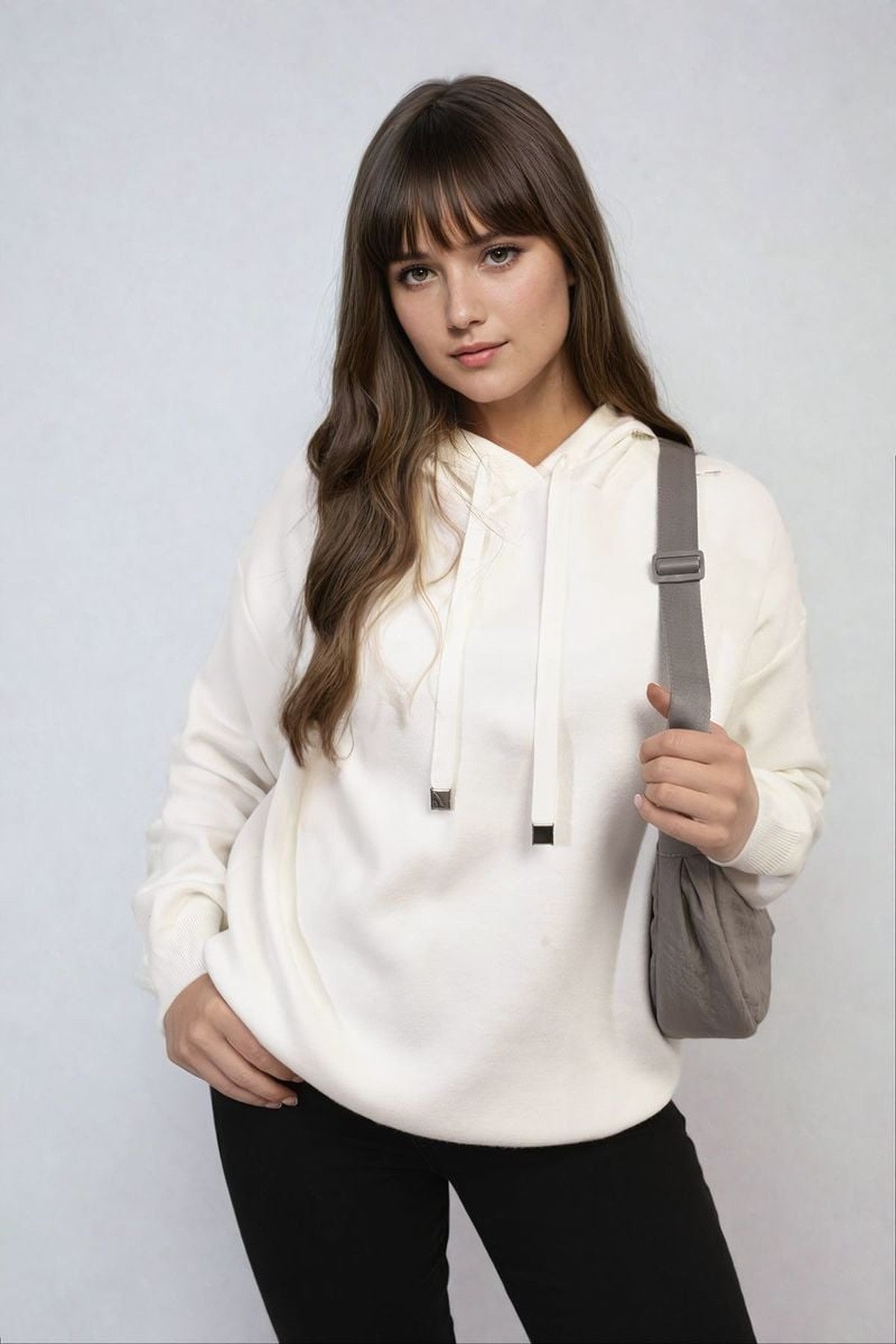 Karen New York City Print Knitted Hoodie - White