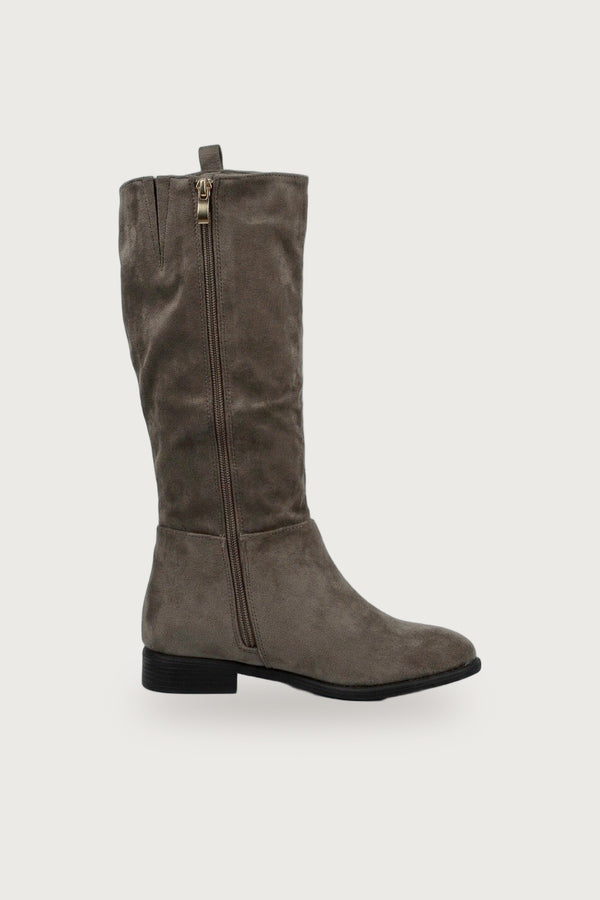 Kasia Knee High Riding Boots - Taupe Suede