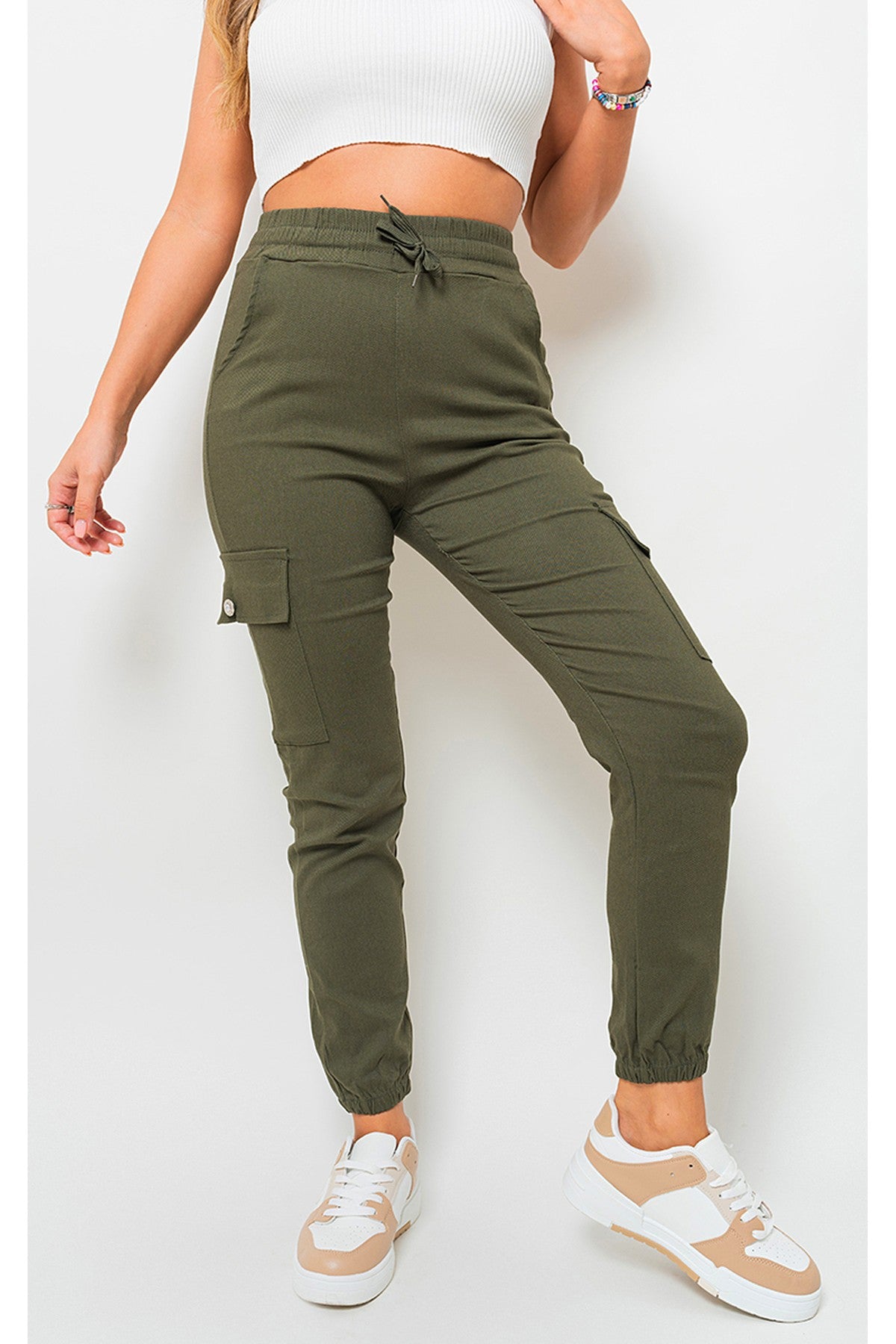 Sylvie Pocket Side Cargo Trouser - Khaki