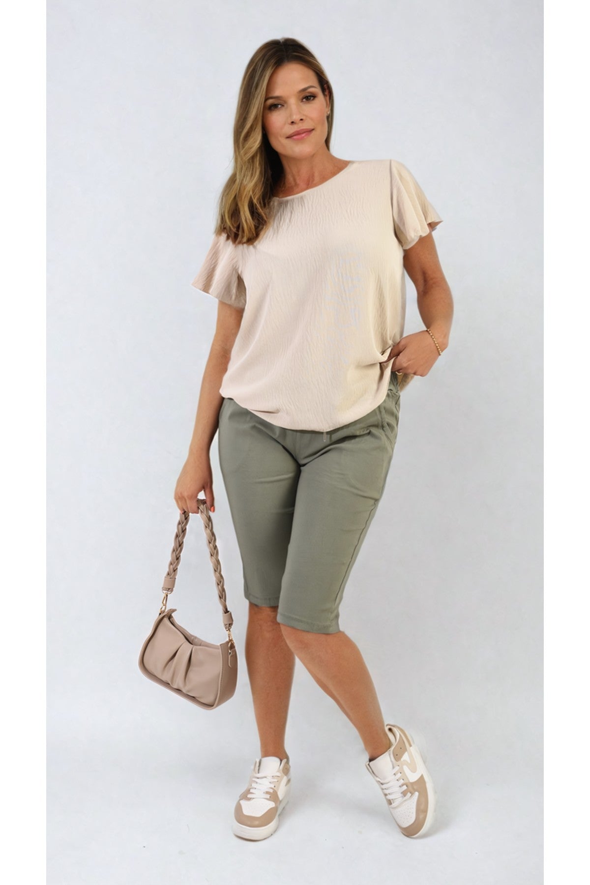 Eloisa Cargo Pocket Trouser With Drawstring - Khaki