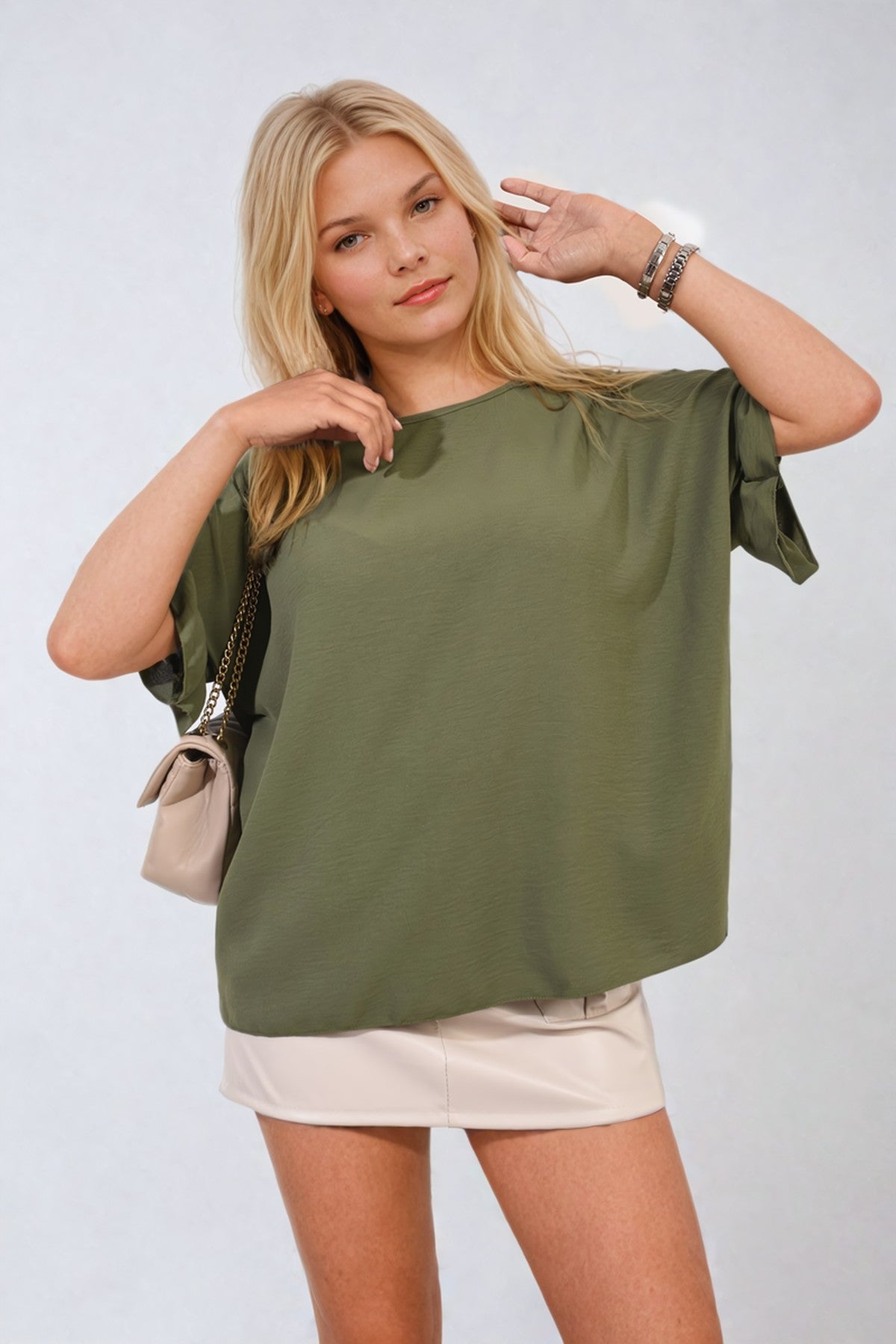 Alexandra Frill Sleeve Top - Khaki