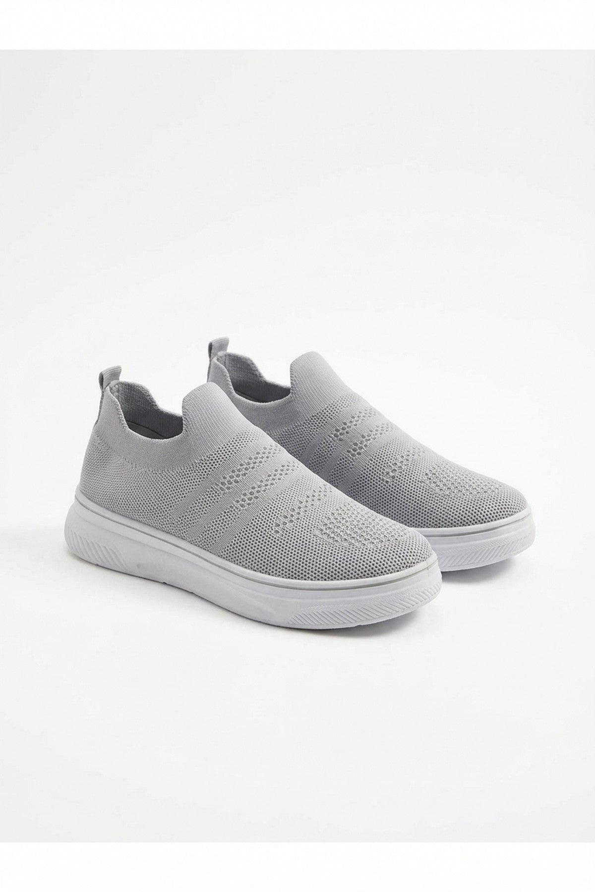 Grace Knit Slip On Trainers - Grey_wb