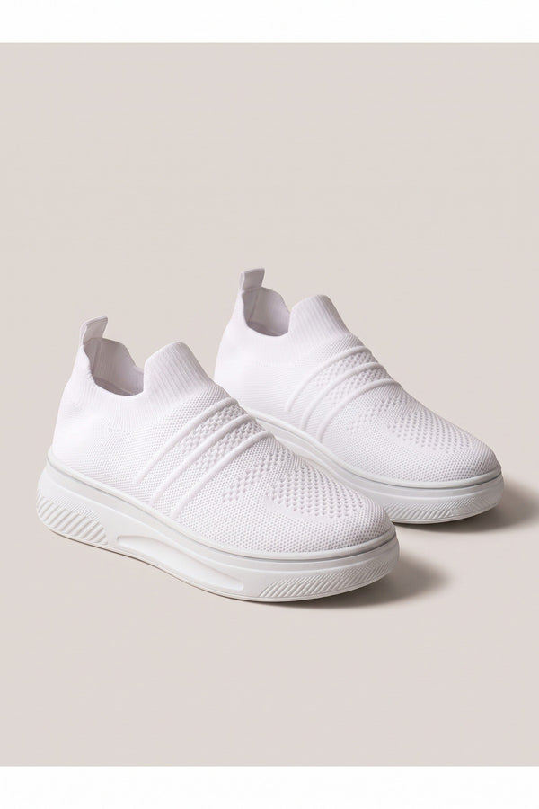 Grace Knit Slip On Trainers - White