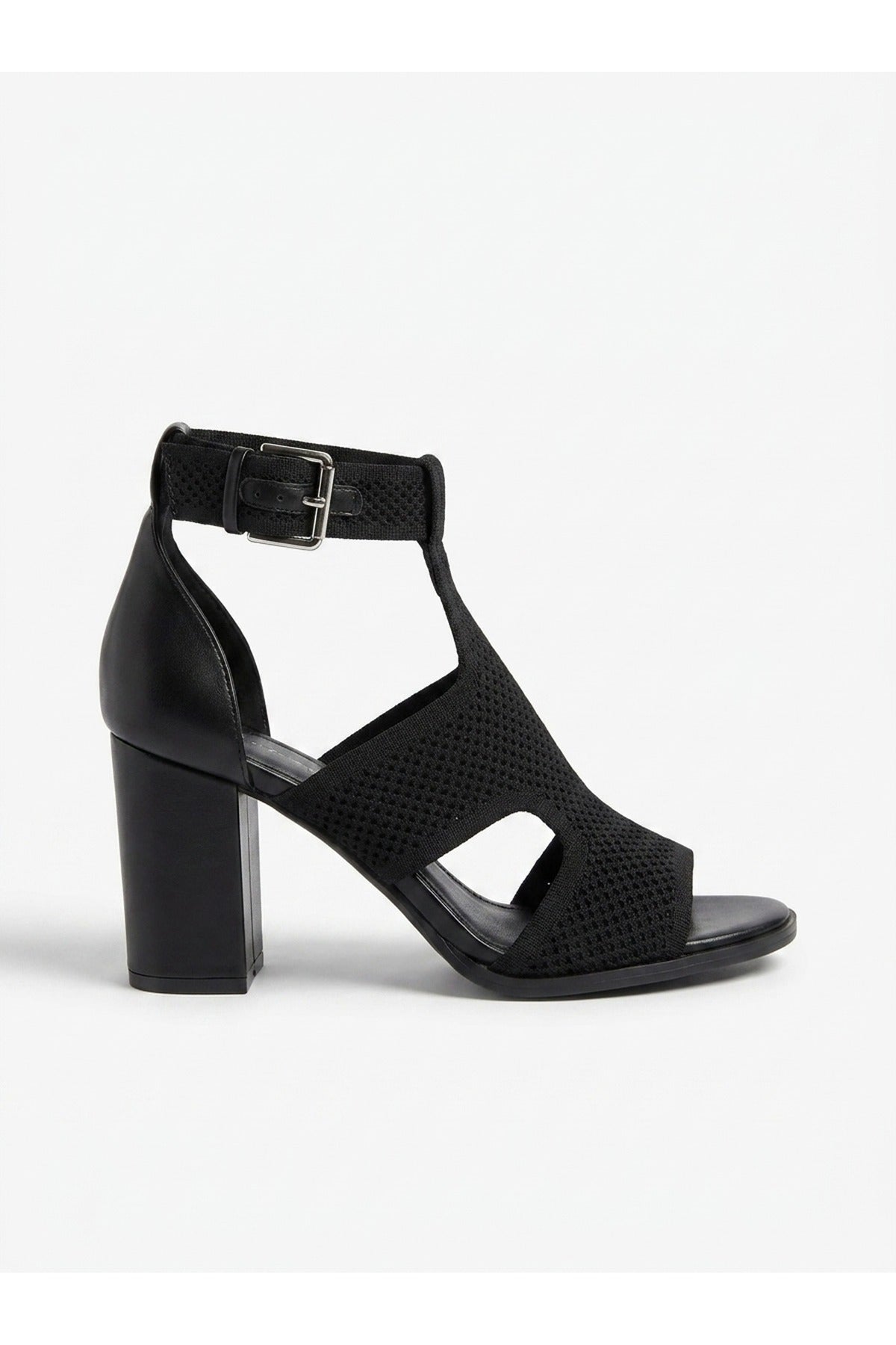 Sora Knit Vamp Block Heel Sandals - Black