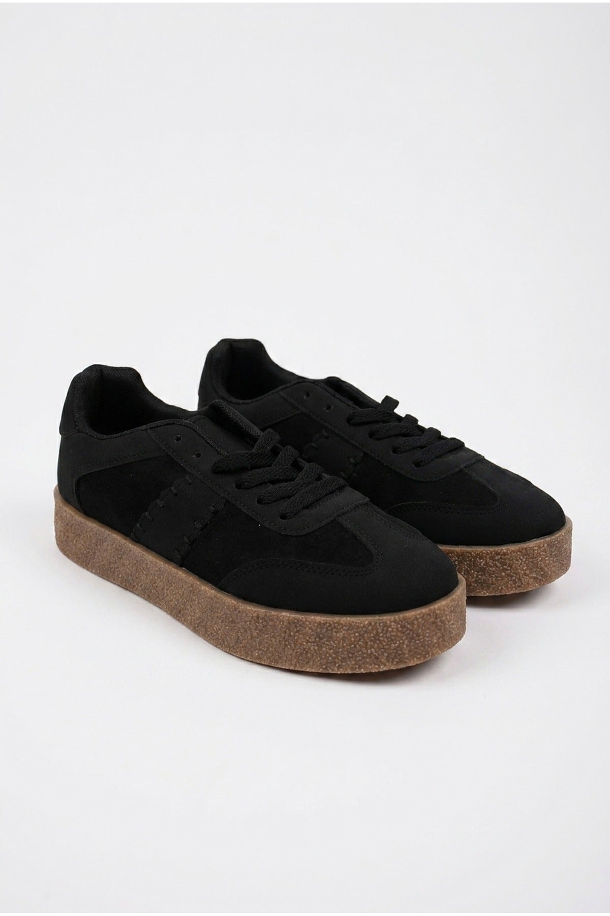 Sybil Faux Suede Platform Trainers - Black