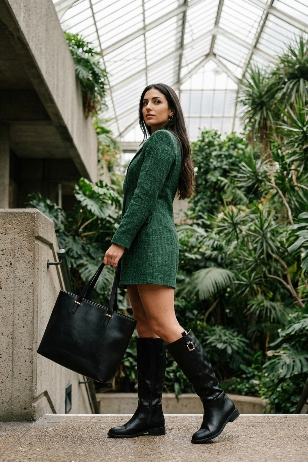 Kasia Knee High Riding Boots - Black Pu