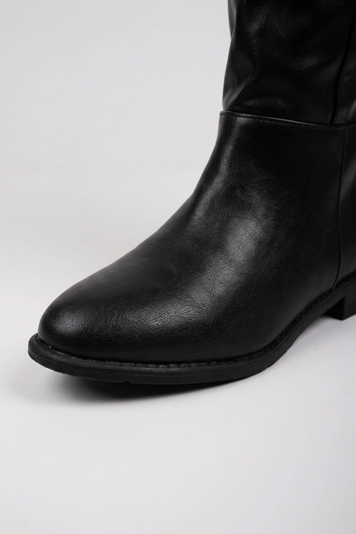Kasia Knee High Riding Boots - Black Pu