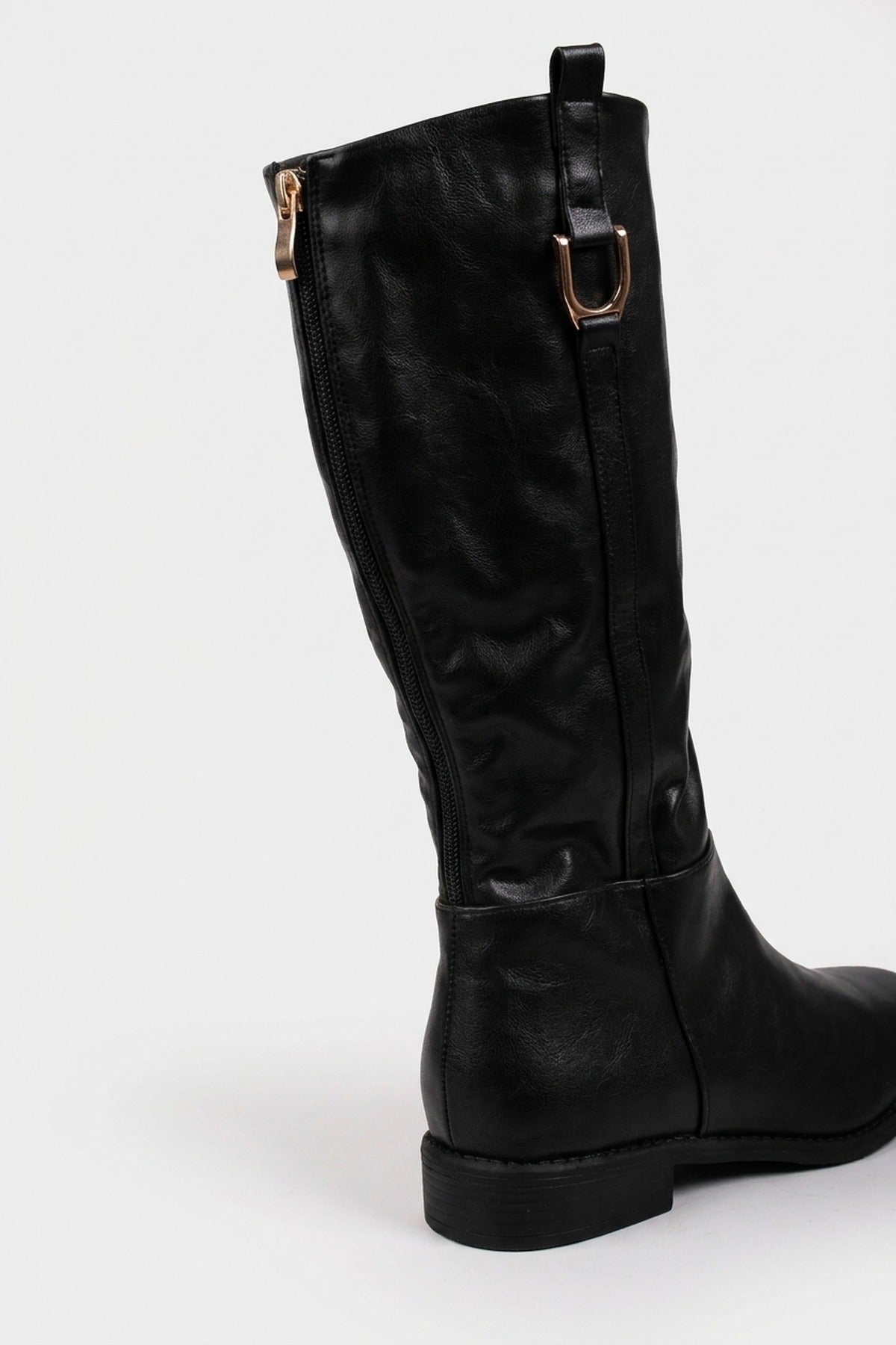 Kasia Knee High Riding Boots - Black Pu