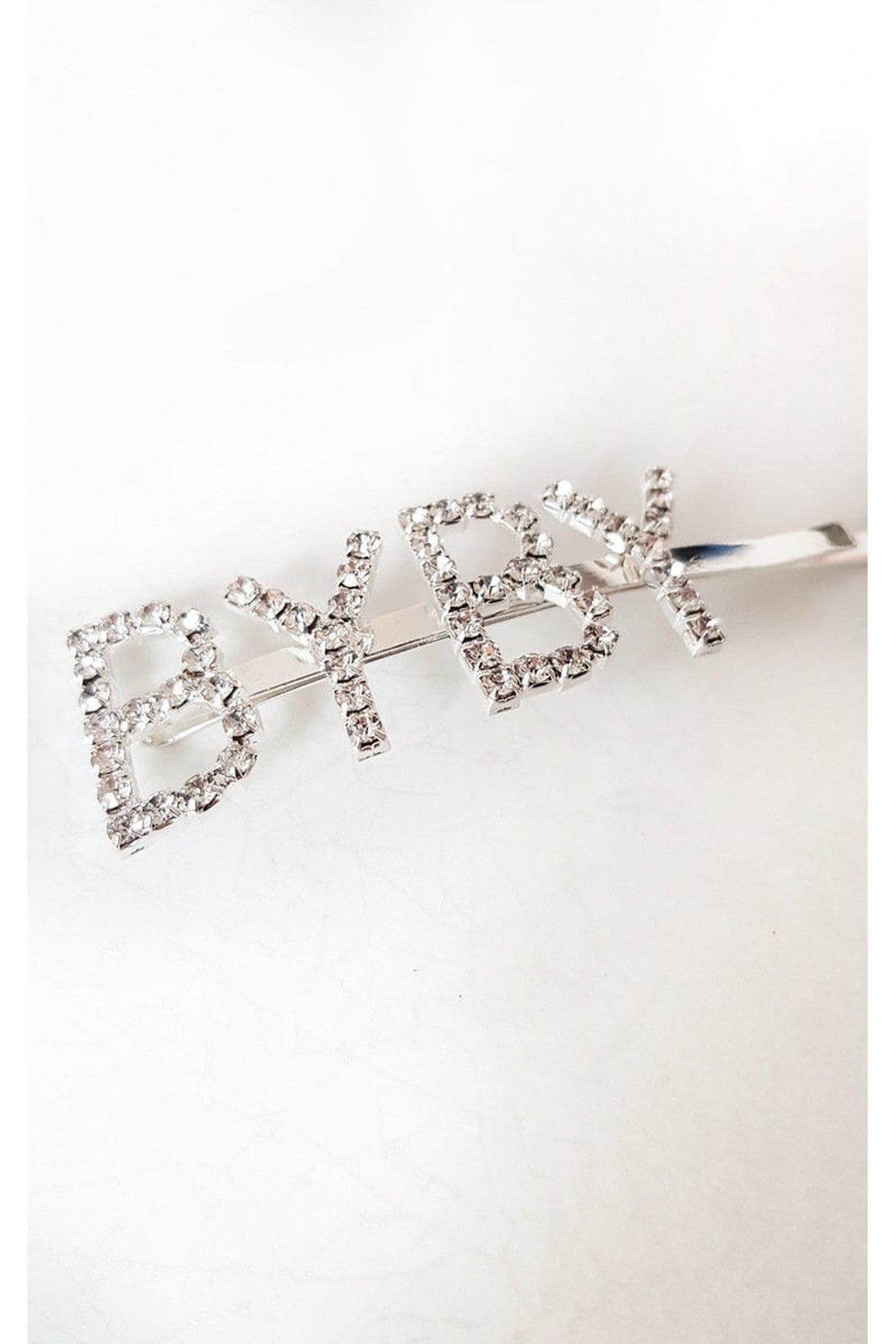 Lia Slogan Diamante Detail Hair Clip - Silver