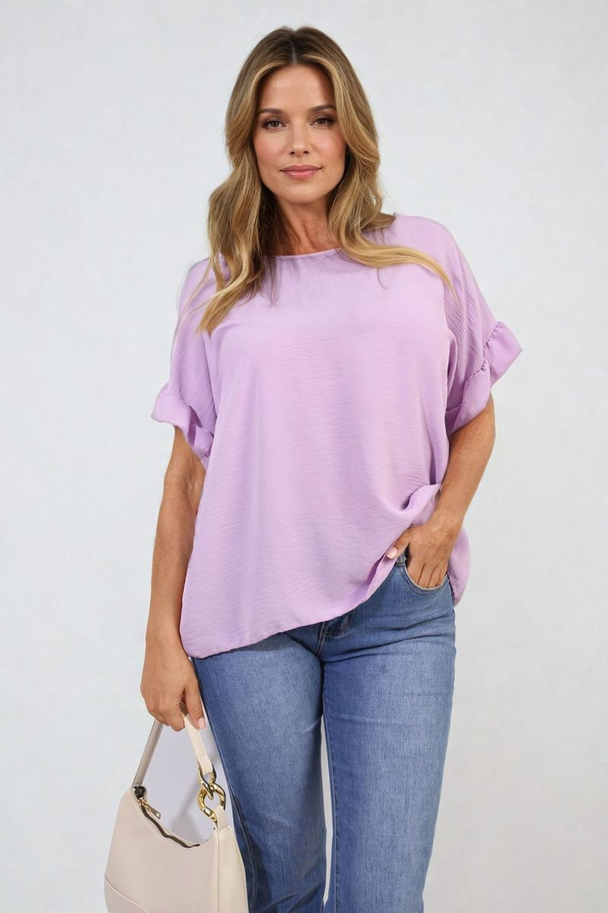 Alexandra Frill Sleeve Top - Lilac