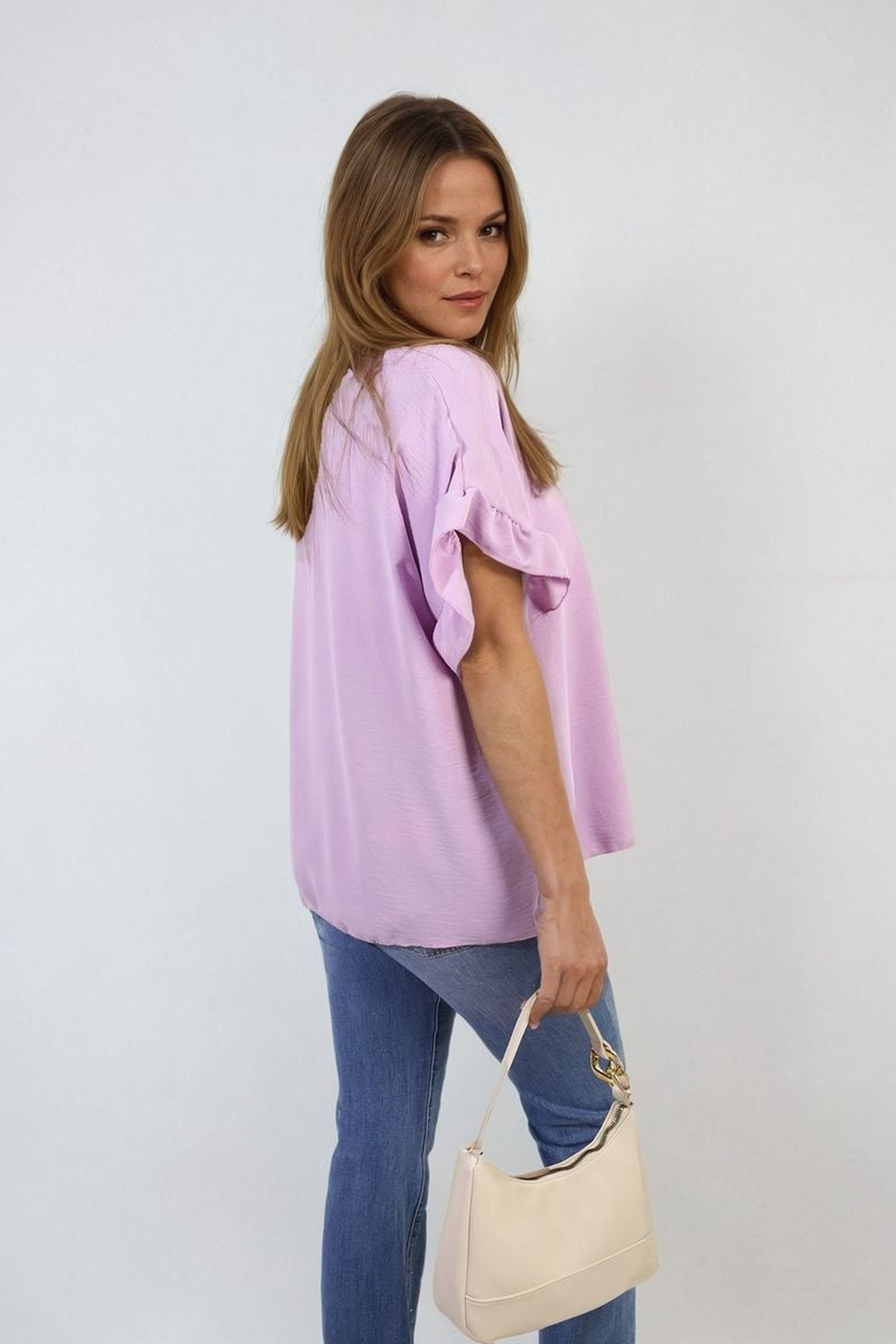 Alexandra Frill Sleeve Top - Lilac