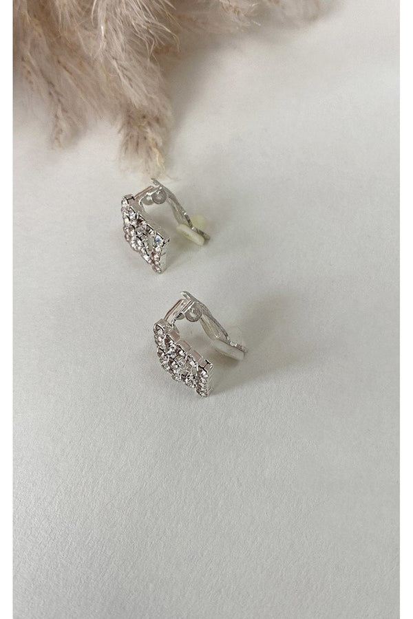 Lilah Embellished Earrings - Silver