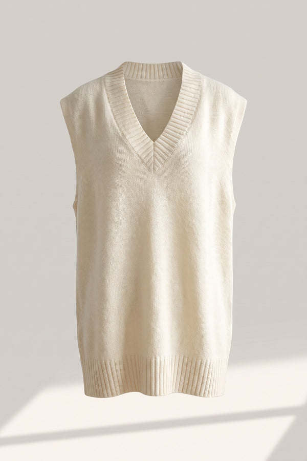 Lois Sleeveless Knitted Vest - Cream