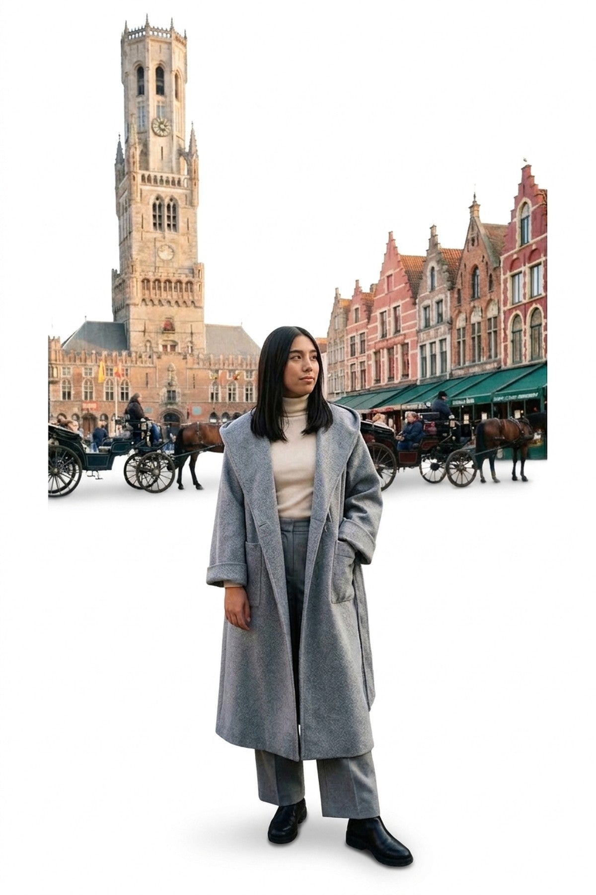 Vionna Hooded Longline Belted Wrap Coat - Wine Glit_wb