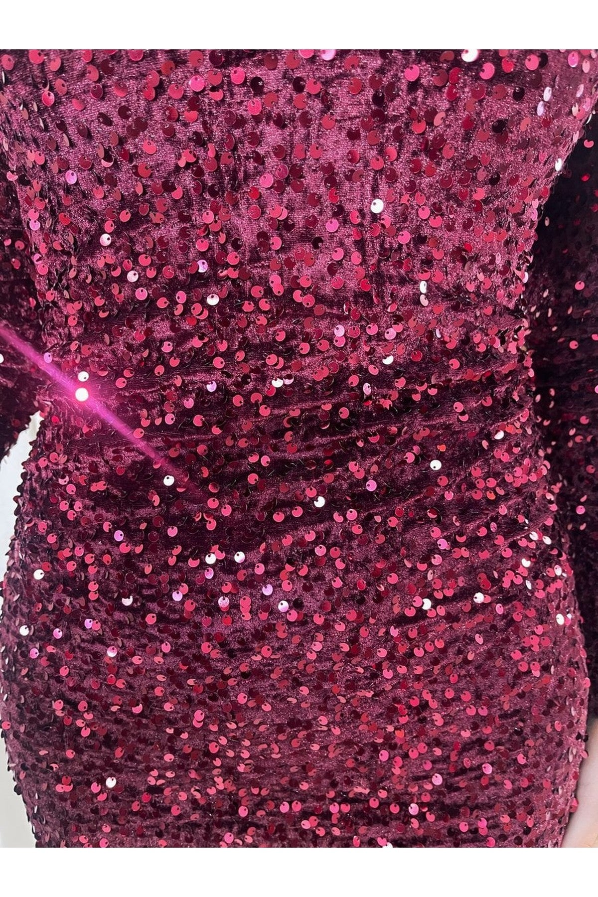 Lorena Sequin Long Sleeve Bodycon Mini Dress - Wine