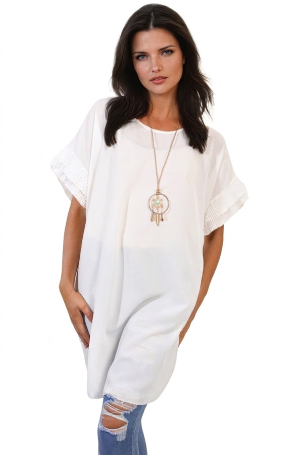 Lucille Ruffled Sleeve Mini Dress - White_wb