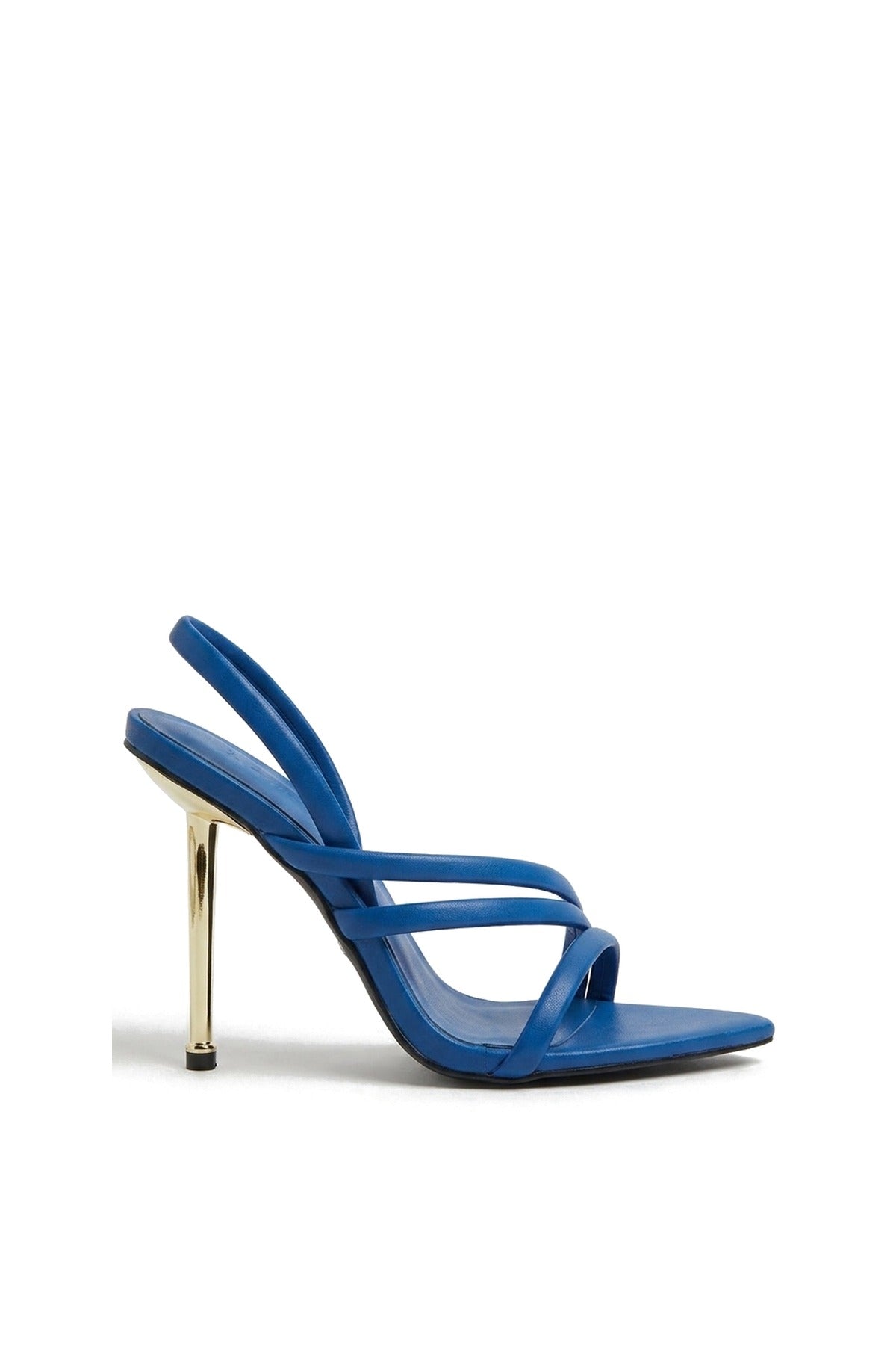 Lucinda Faux Leather Strappy High Heels - Blue