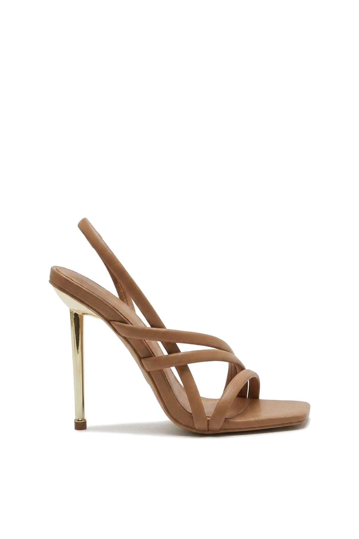 Lucinda Faux Leather Strappy High Heels - Mocha