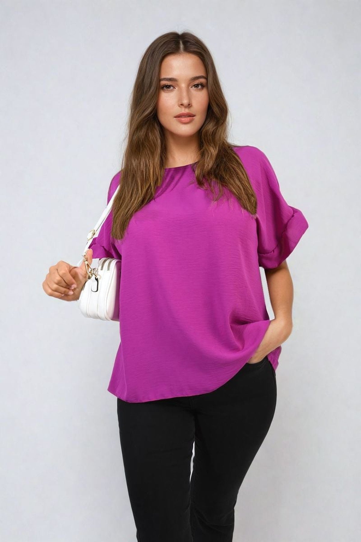 Alexandra Frill Sleeve Top - Magenta