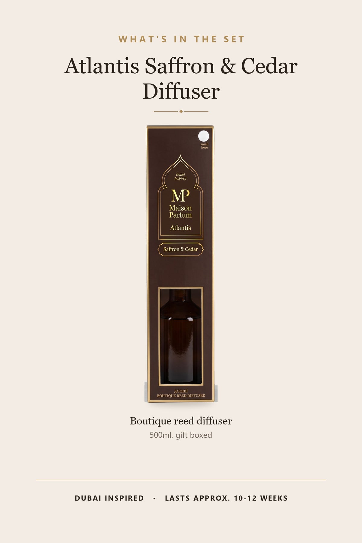 Maison Parfum Atlantis Saffron & Cedar Reed Diffuser 500ml