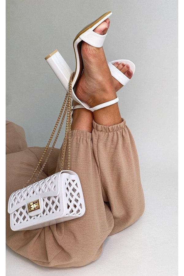 Maja Party Block High Heels - White