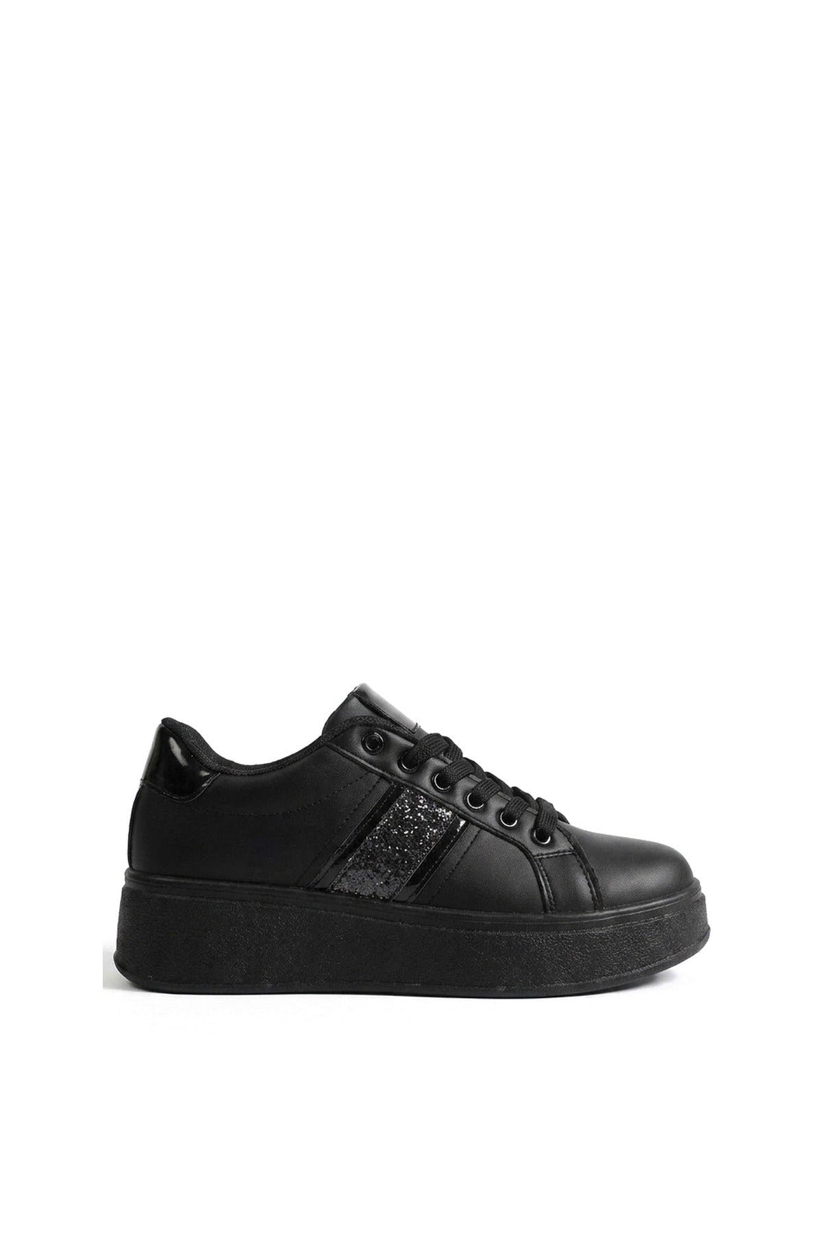 Malina Chunky Platform Glitter Detail Trainers - Black
