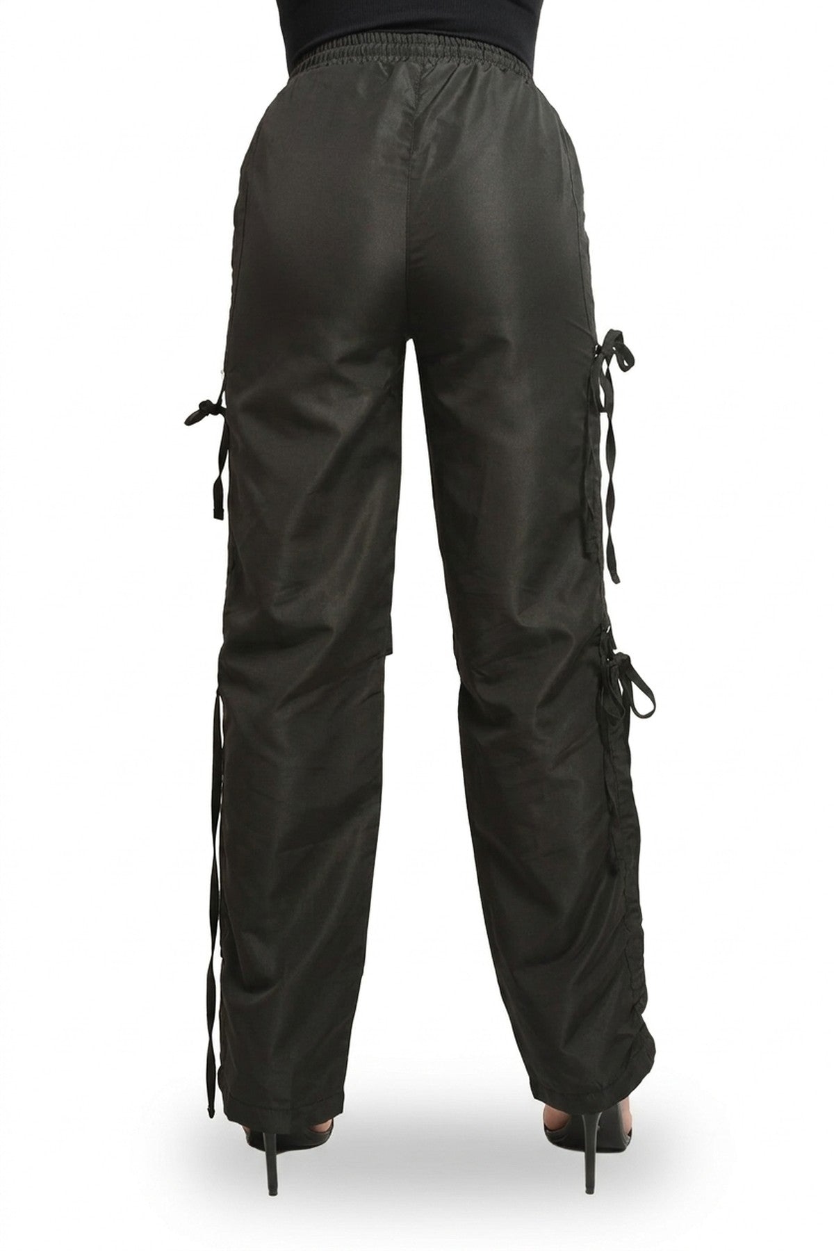 Mandy Knee Cut Out Cargo Trouser - Black_wb