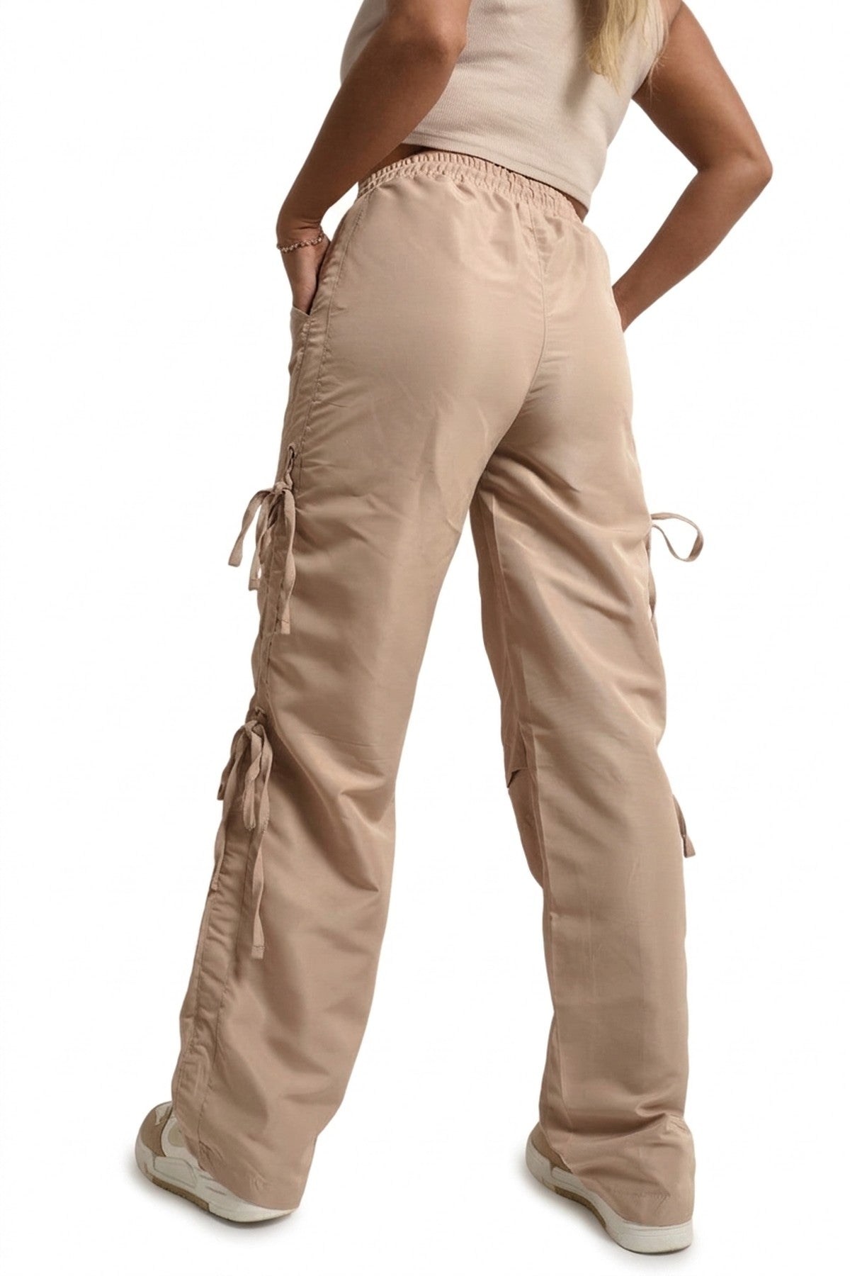 Mandy Knee Cut Out Cargo Trouser - Camel_wb
