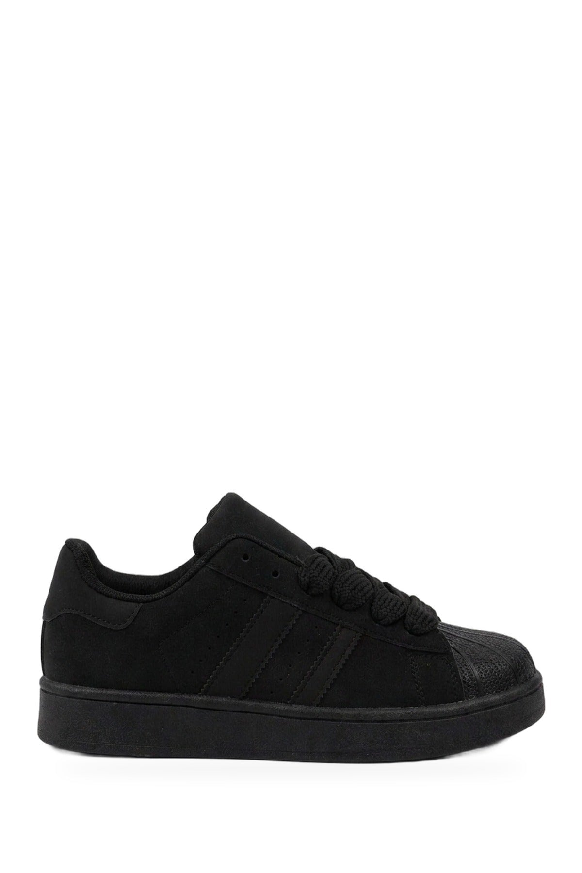 Maud Faux Suede Stripe Trainers - Black
