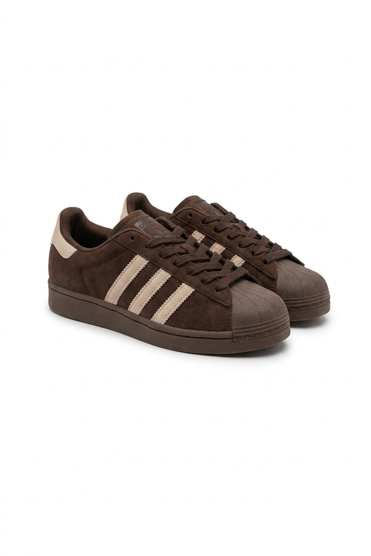 Maud Faux Suede Stripe Trainers - Coffee_wb