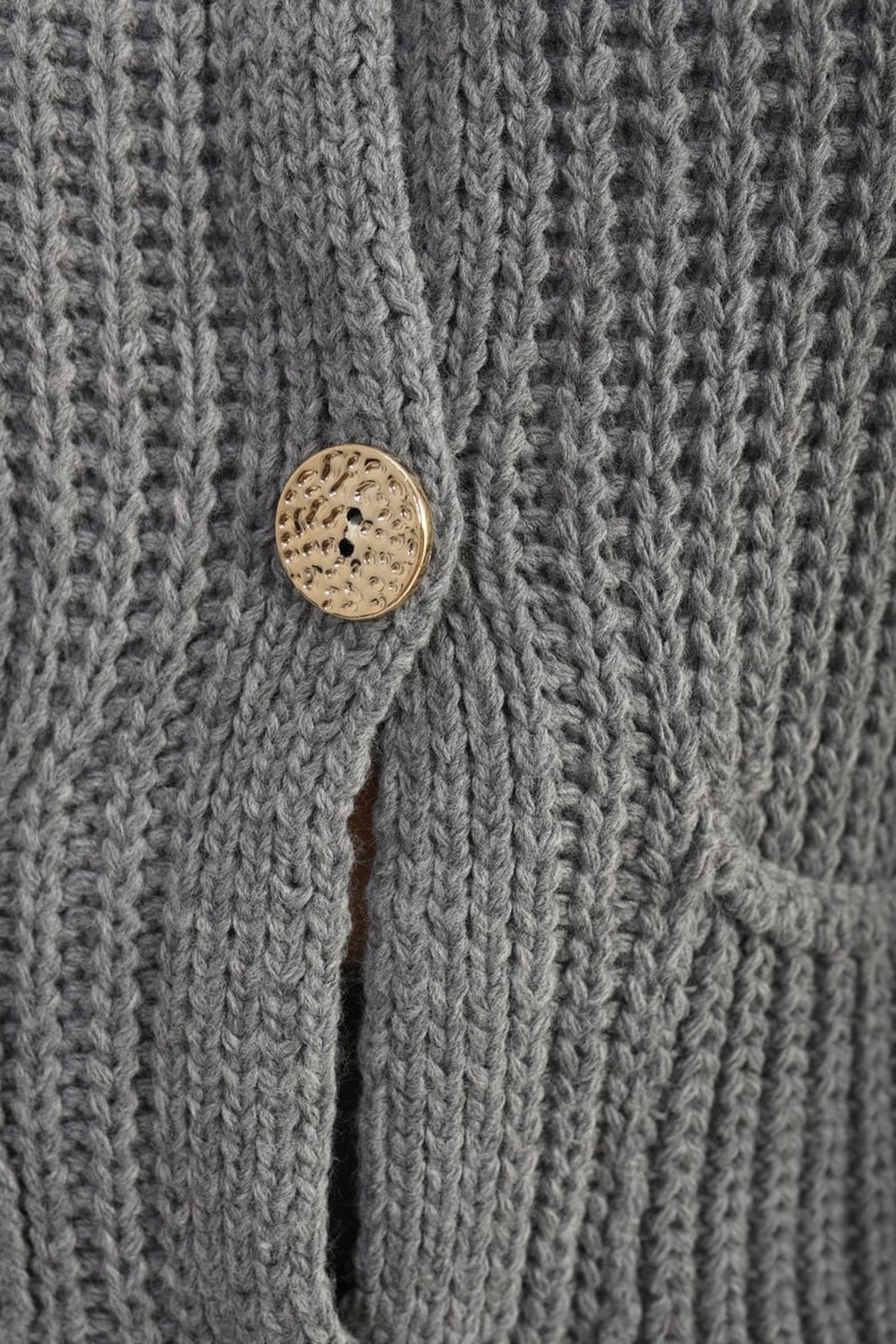 Melissa Chunky Cable Button Knit Cardigan - Grey