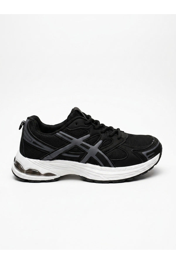 Constance Mixed Media Panelled Trainers - Black